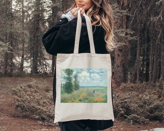 Monet Art Tote Bag Poppy Fields Gifts Painting Aesthetic