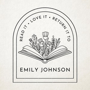 BOOK EMBOSSER STAMP, Custom Personalized Rubber Stamp, Book Lover gift, Wood Self Inking, From the Library of / Ex Libris, gift for reader