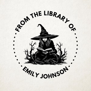 Witch Custom Book Embosser, Library Stamp, Book Stamp, Self Inking, From the Library Of Stamp, Book Lover Gift,  Ex Libris Personalized Gift