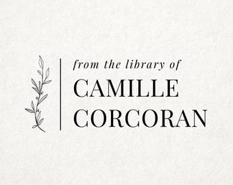 Leaf Minimal Personalized Book Stamp | From the library of | Ex Libris | This book belongs to | Book lover gift | Plant lover gift
