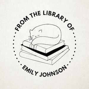 Cat Custom Book Embosser, Library Stamp, Book Stamp, Self Inking, From the Library Of Stamp, Book Lover Gift,  Ex Libris Personalized Gift