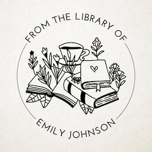 Custom Book Embosser, Library Stamp, Book Stamp, Self Inking, From the Library Of Stamp, Book Lover Gift,  Ex Libris Personalized Gift