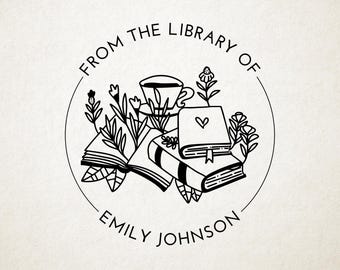 Custom Book Embosser, Library Stamp, Book Stamp, Self Inking, From the Library Of Stamp, Book Lover Gift,  Ex Libris Personalized Gift