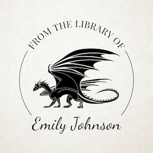Dragon Custom Book Embosser, Library Stamp, Book Stamp, Self Inking, From the Library Of Stamp, Book Lover Gift, Fantasy Personalized Gift