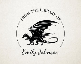 Dragon Custom Book Embosser, Library Stamp, Book Stamp, Self Inking, From the Library Of Stamp, Book Lover Gift, Fantasy Personalized Gift
