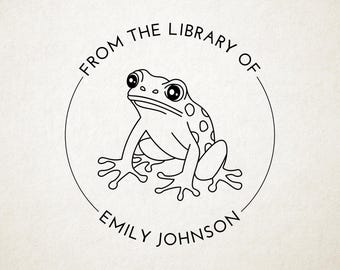Frog Toad Custom Book Embosser, Library Stamp, Book Stamp, Self Inking From the Library Of Stamp Book Lover Gift Ex Libris Personalized Gift