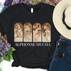 Alphonse Mucha Seasons Shirt Art Nouveau Shirt Aesthetic Clothes Mucha Shirt Art History Shirt Indie T Shirt Famous Artist Shirt Feminist
