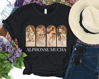 Alphonse Mucha Seasons Shirt Art Nouveau Shirt Aesthetic Clothes Mucha Shirt Art History Shirt Indie T Shirt Famous Artist Shirt Feminist