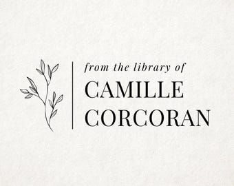 Leaf Minimal Personalized Book Stamp | From the library of | Ex Libris | This book belongs to | Book lover gift | Plant lover gift