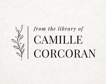 Leaf Minimal Personalized Book Stamp | From the library of | Ex Libris | This book belongs to | Book lover gift | Plant lover gift