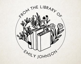 Custom Book Embosser, Library Stamp, Book Stamp, Self Inking, From the Library Of Stamp, Book Lover Gift,  Ex Libris Personalized Gift
