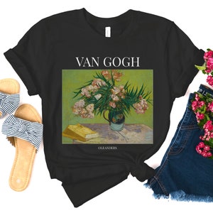 Van Gogh Shirt Oleanders Gifts Painting Collage Aesthetic Clothing Renaissance Shirts Dark Light Academia Art History Tee Artist Floral