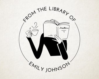 Custom Book Embosser, Library Stamp, Book Stamp, Self Inking, From the Library Of Stamp, Book Lover Gift,  Ex Libris Personalized Gift
