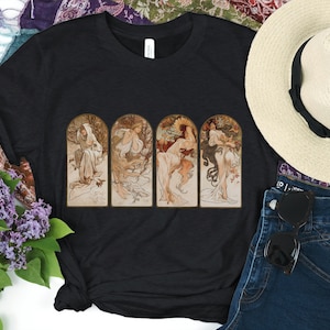 Alphonse Mucha Seasons Shirt Art Nouveau Shirt Aesthetic Clothes Mucha Shirt Art History Shirt Indie T Shirt Famous Artist Shirt Feminist