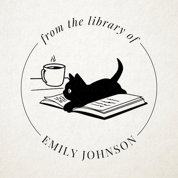 Cat Custom Book Embosser, Library Stamp, Book Stamp, Self Inking, From the Library Of Stamp, Book Lover Gift,  Ex Libris Personalized Gift