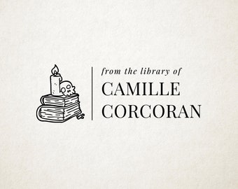 Skull Library Stamp, Ex Libris, Book Stamp, Self Inking, From the Library Of Stamp, Book Lover Gift, Custom Library Stamp, Personalized Gift