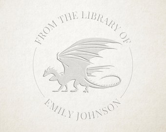 Dragon Custom Book Embosser, Library Stamp, Book Stamp, Self Inking, From the Library Of Stamp, Book Lover Gift, Fantasy Personalized Gift