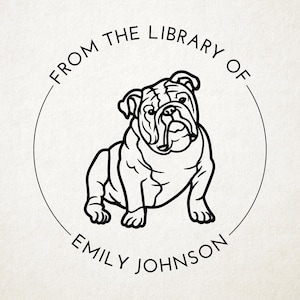 Bulldog Custom Book Embosser, Library Stamp, Book Stamp, Self Inking, From the Library Of Stamp, Book Lover Gift Ex Libris Personalized Gift