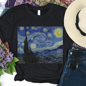 Van Gogh Shirt Starry Night Gifts Painting Collage Aesthetic Clothing Renaissance Shirts Dark Academia Art History Tee Artist painting