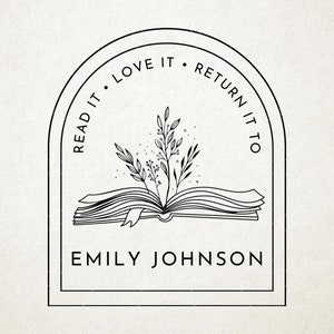 BOOK EMBOSSER STAMP, Custom Personalized Rubber Stamp, Book Lover gift, Wood Self Inking, From the Library of / Ex Libris, gift for reader