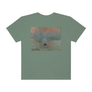 Comfort Colors Monet Impression Sunrise Shirt Gifts Painting Collage Aesthetic Clothing Shirts Light Dark Academia Art History Tee Artist Moss