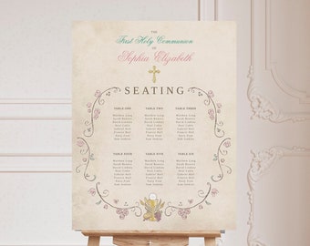 Elegant First Communion Seating Chart Template | First Holy Communion Sign | Instant Download, Templett, Printable