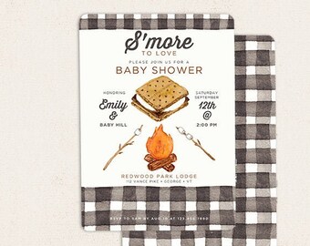 Smores Baby Shower Invitations | campfire fall invite | Instant Download, Templett, Printable