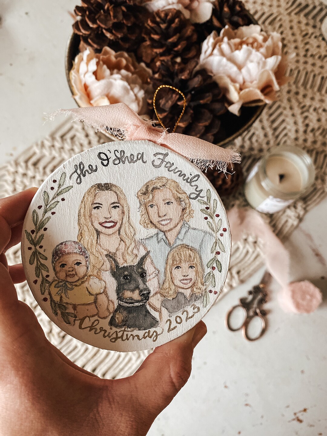 Custom Watercolor Family Ornament: Personalized Christmas Keepsake - Etsy