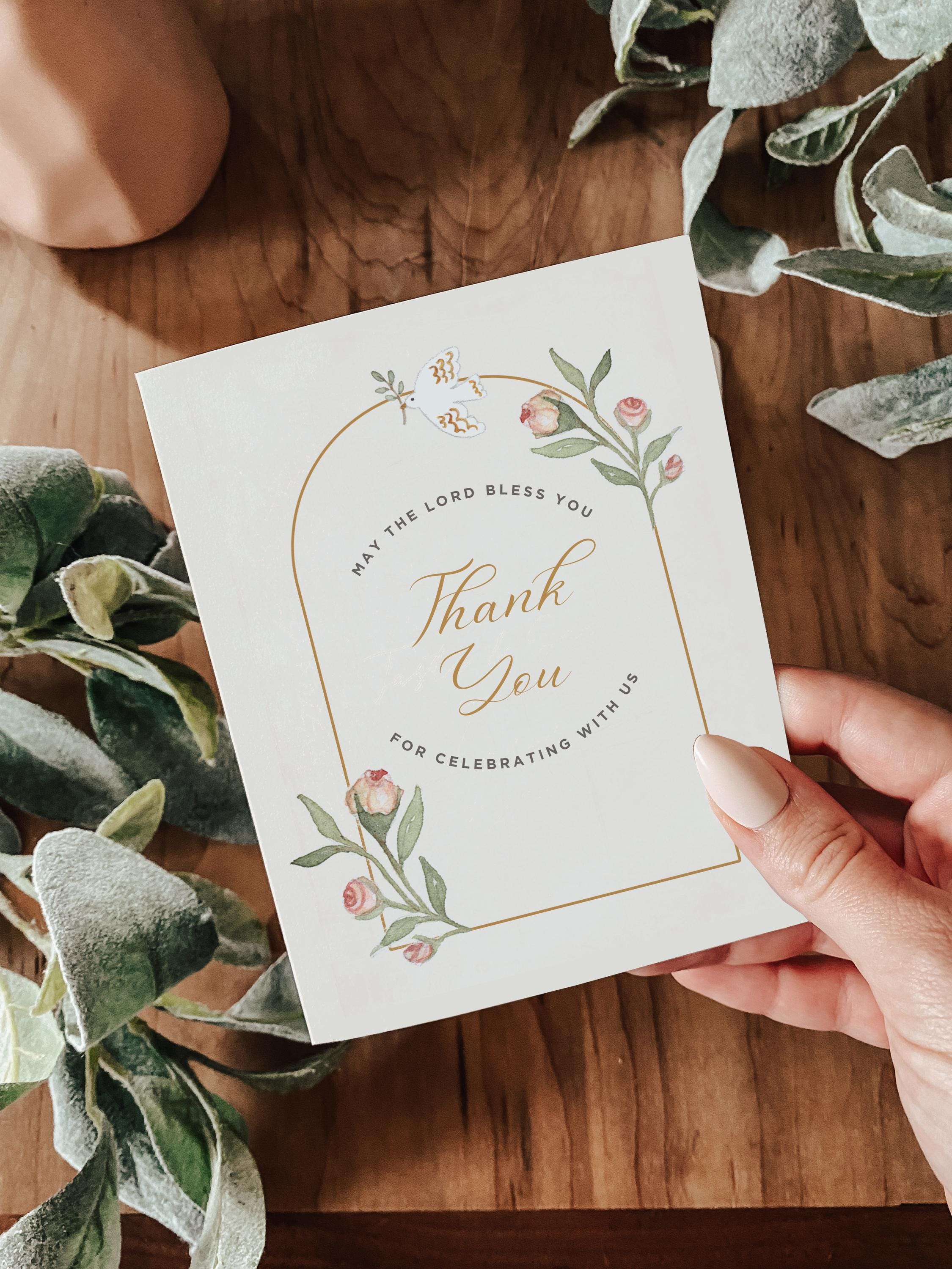 Roses Holy Spirit Confirmation Thank You Note: Elegant Watercolor Hand ...