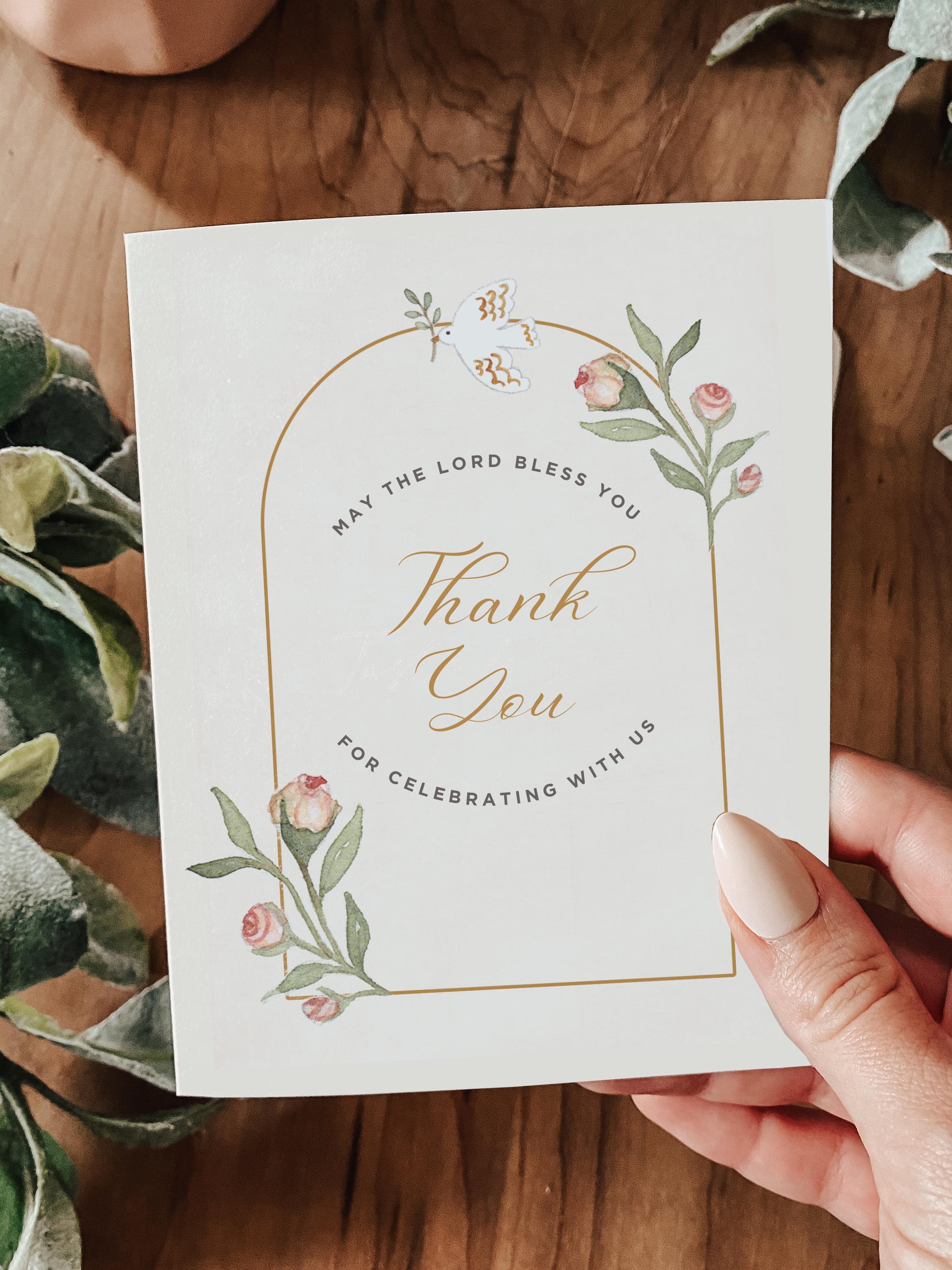 Roses Holy Spirit Confirmation Thank You Note: Elegant Watercolor Hand ...