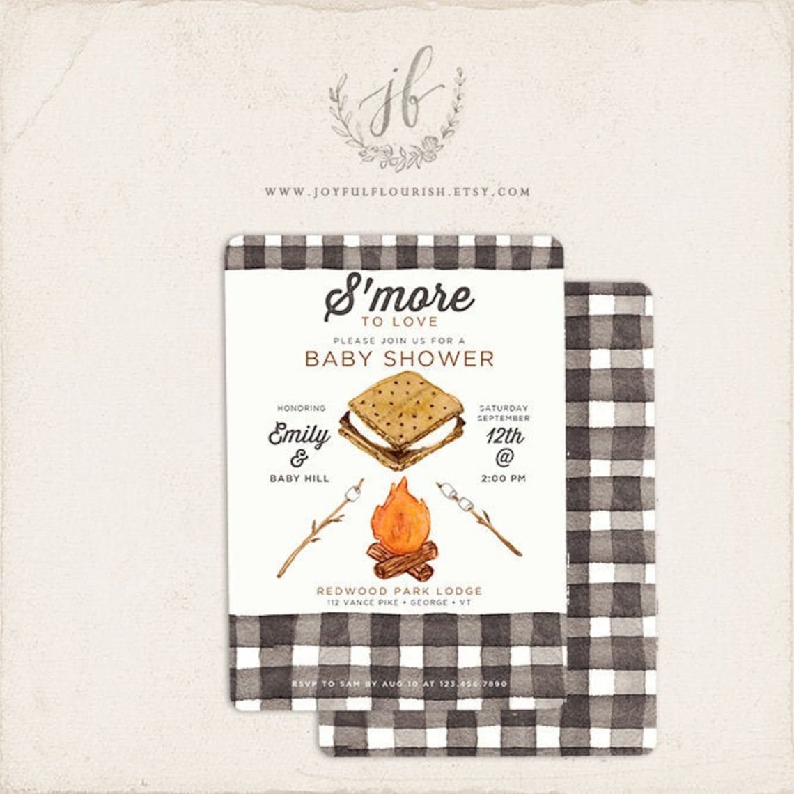 Smores Baby Shower Invitations campfire fall invite Etsy