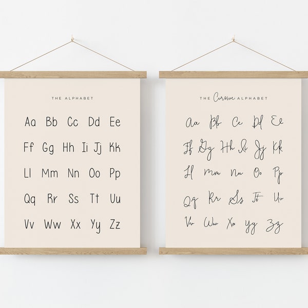 Minimalist Alphabet Prints | print and cursive poster | Instant Download, Printable