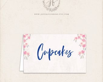 Mamma Mia Food Tent Signs Template for Bridal Shower or Birthday Party | watercolor floral | Instant Download, Templett, Printable