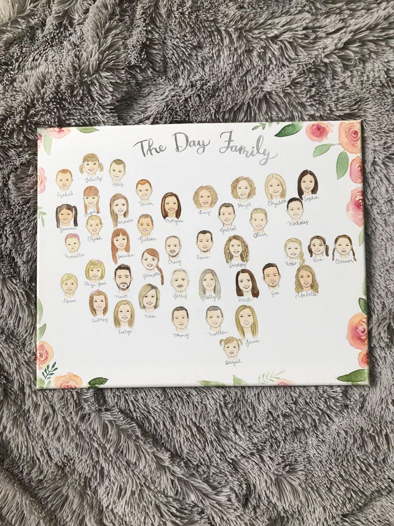 Family Tree Watercolor Portrait // Custom Head Portrait // Illustration // Christmas Gift // Anniversary // Mothers Day image 7
