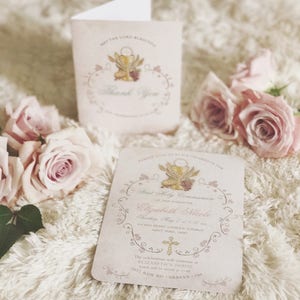 Elegant First Communion Invitation Template | First Holy Communion | flowers swirls chalice host | Canva Template, Printable