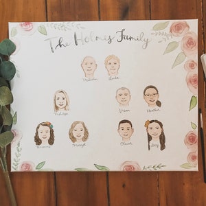 Family Tree Watercolor Portrait // Custom Head Portrait // Illustration // Christmas Gift // Anniversary // Mothers Day image 8