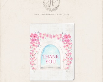 Mamma Mia Merci Note Cartes imprimables pour la douche nuptiale ou la fête d’anniversaire | aquarelle florale | Téléchargement instantané, imprimable, Templett