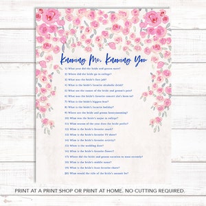 Mamma Mia Bridal Shower Game: 20 Questions, Printable (Instant Download)