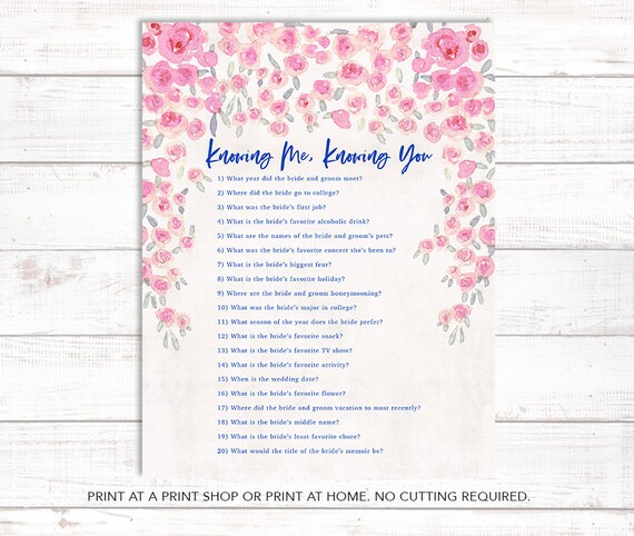 Mamma Mia 20 Questions Game For Bridal Shower Or Party Bride Etsy