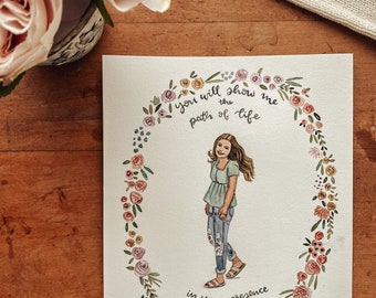 Custom Graduation Portrait with Watercolor Flower Wreath Border