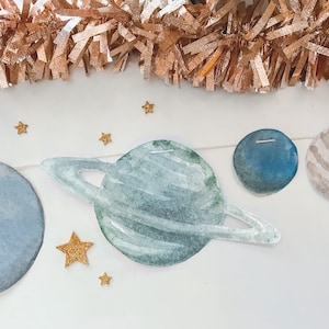 Printable Blue and Green Planet Banner for Galaxy Birthday Party or Homeschool Space Decor