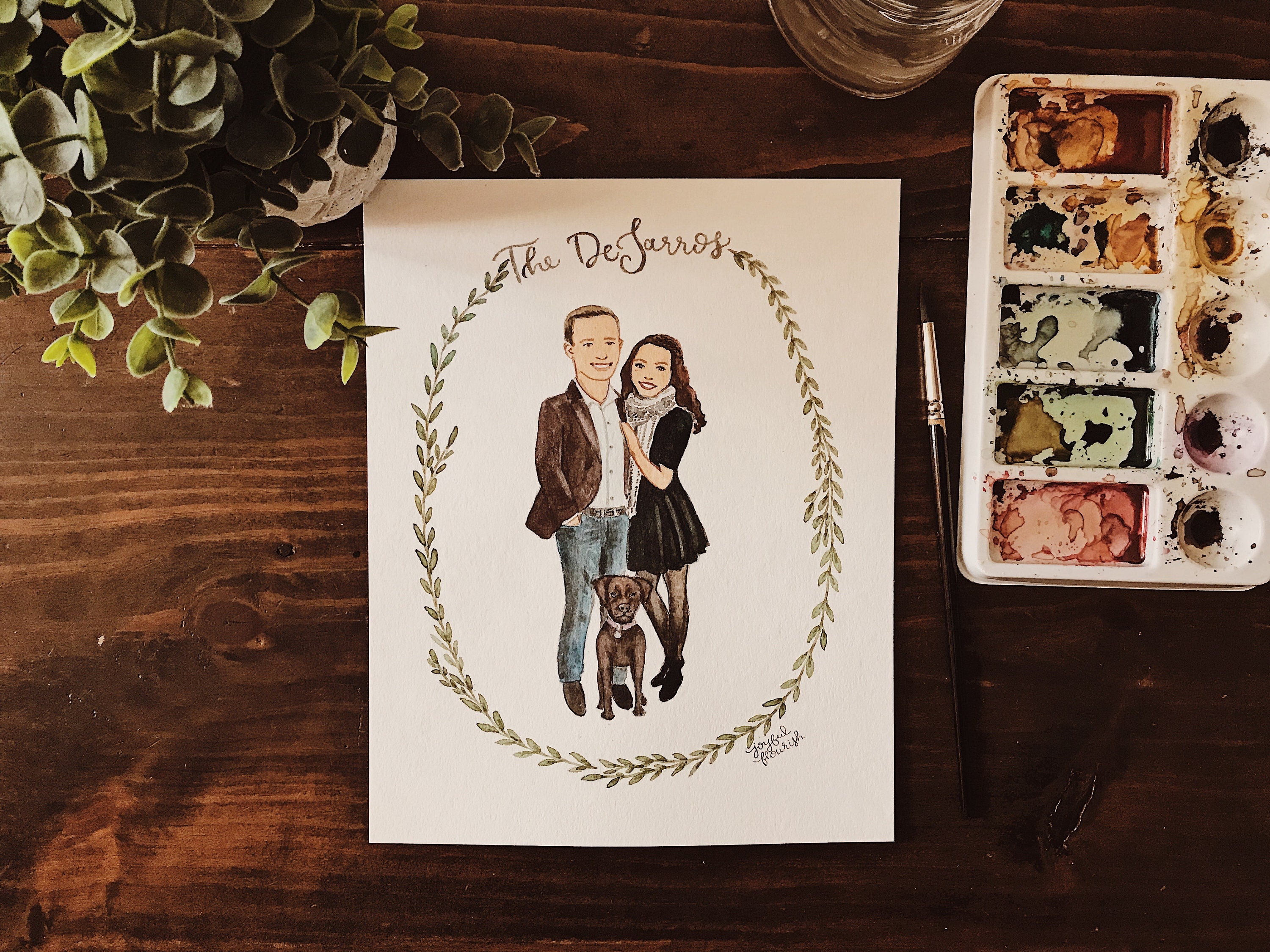 Custom Hand Drawn Watercolor Family Portrait | Christmas Gift - Etsy