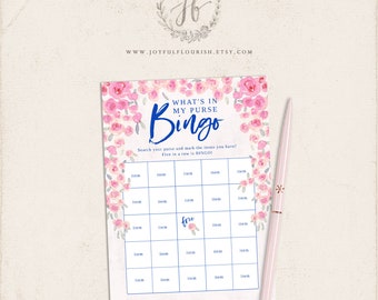 Mamma Mia What is in your Purse Bingo Game Template for Bridal Shower  | Instant Download, Templett, Printable