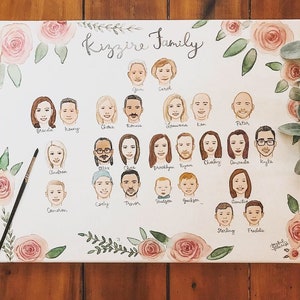 Family Tree Watercolor Portrait // Custom Head Portrait // Illustration // Christmas Gift // Anniversary // Mothers Day image 1