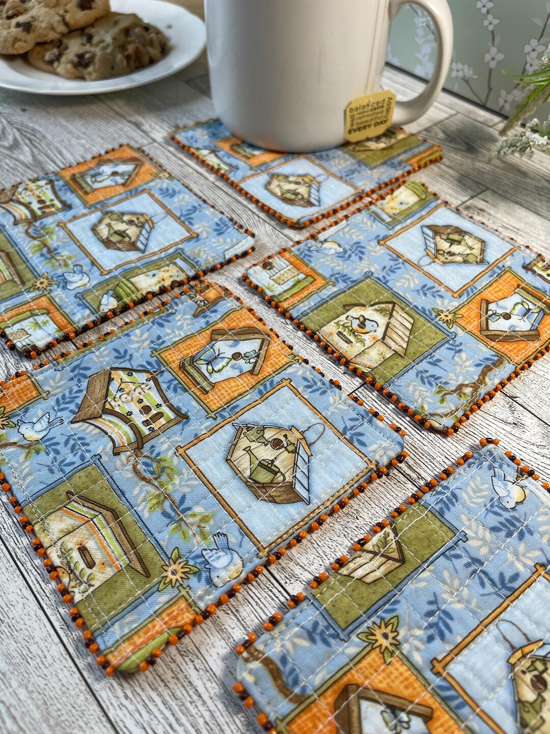 Mini Mug Rugs Cup Coaster: Set of 6 Quilted Drink Coasters - Etsy