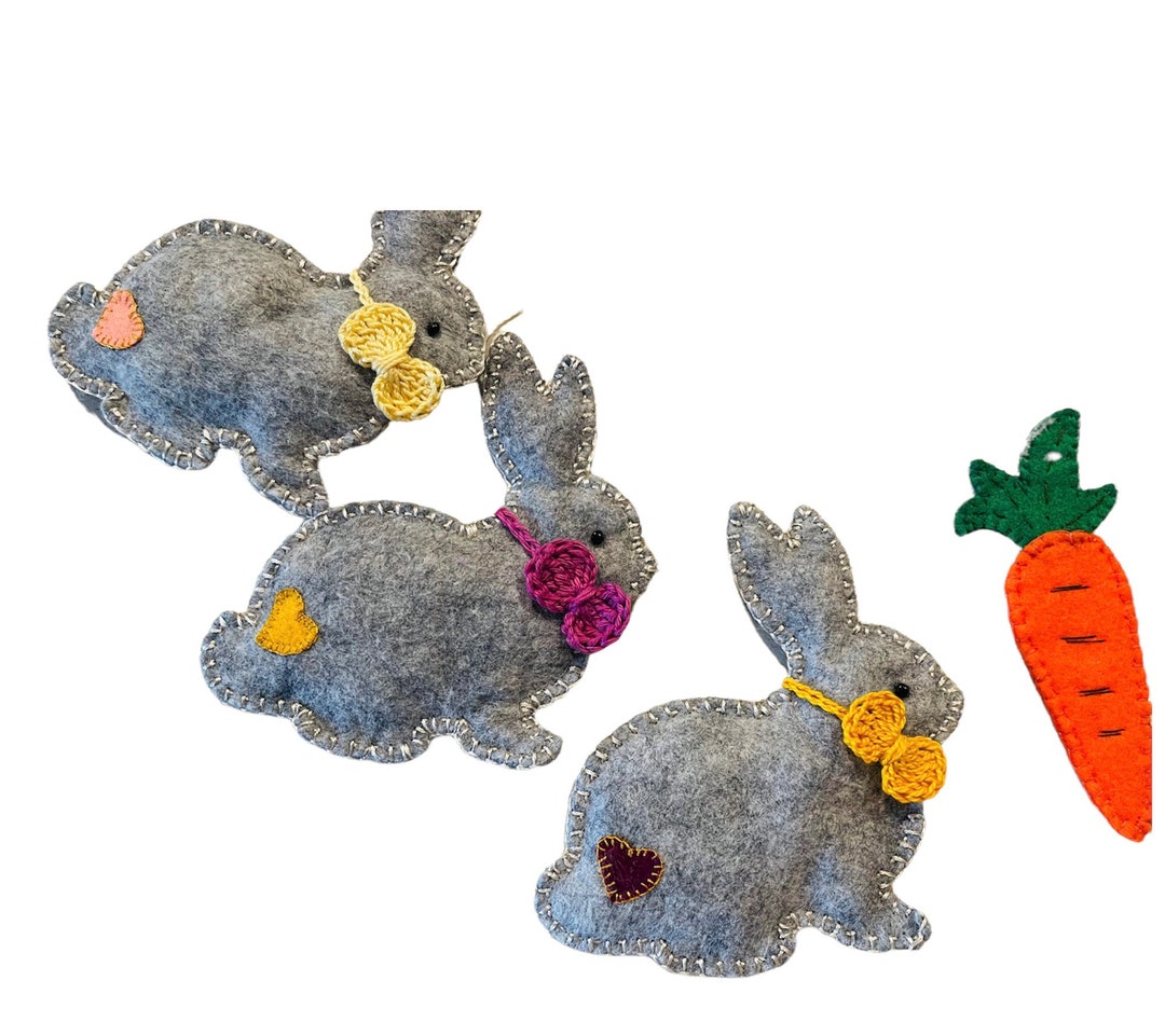 Gray Felt Bunny Garland for Easter Decor, Farmhouse Garland, Easter ...