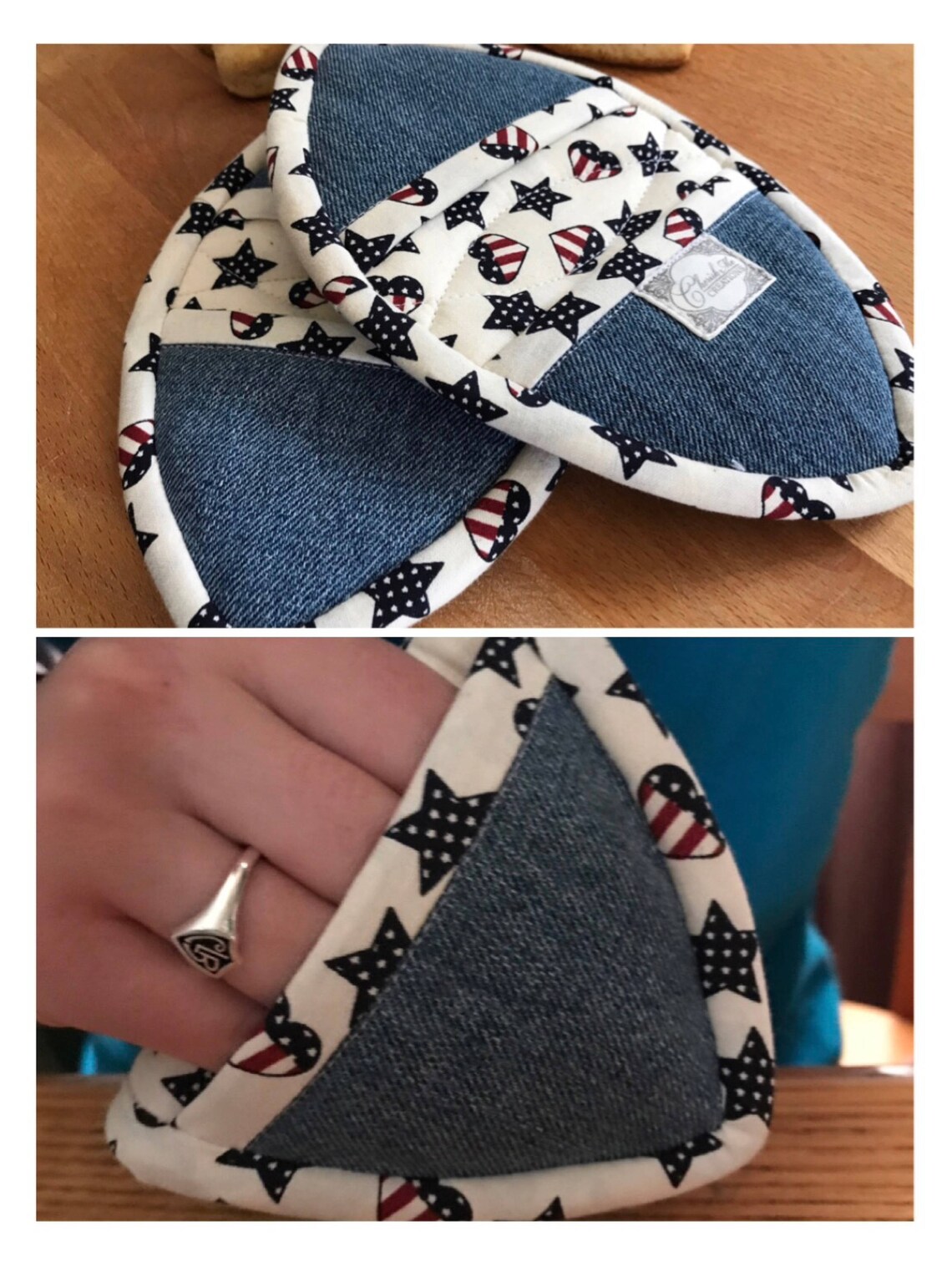 Upcycled Denim Mini Oven Mitts Two Pockets Mini Potholders Etsy Hong Kong