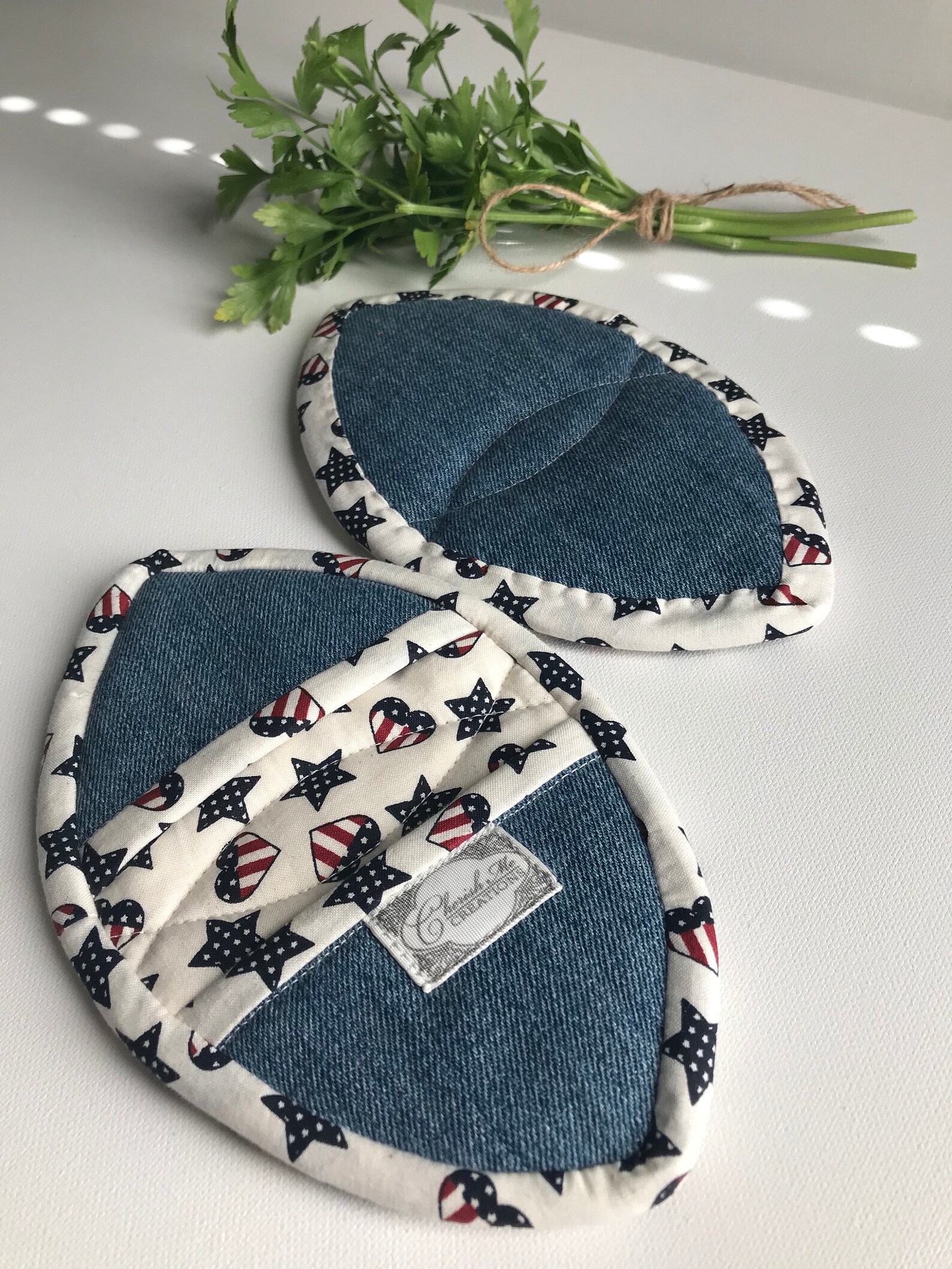 Upcycled Denim Mini Oven Mitts Two Pockets Mini Potholders Etsy Hong Kong