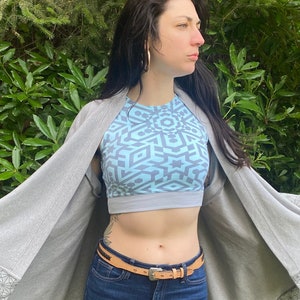 The Omni-Crop - Organic Cotton Crop Top / Women&#39;s tank / Organic Yoga Top / Cotton Crop Tank / Sacred Geometry / Geometric / Festival Bra