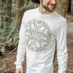 GAIA Organic Cotton Unisex Long Sleeve T Shirt / Organic cotton / earth shirt / Sacred Geometry / Natural / planet / Gaia / Earth shirt image 1